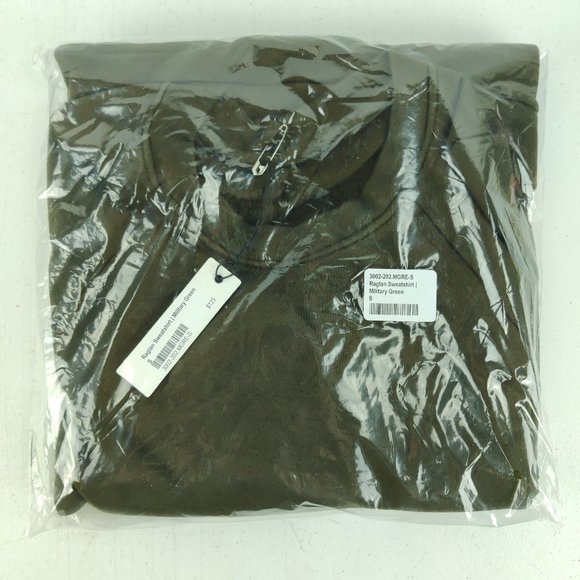 NWT Raleigh Denim Workshop USA Made Raglan Crewneck Sweatshirt in Military Green - Picture 5 of 5